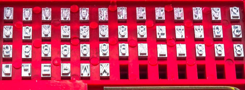 Standard 45pc Printer Digit & Character Set